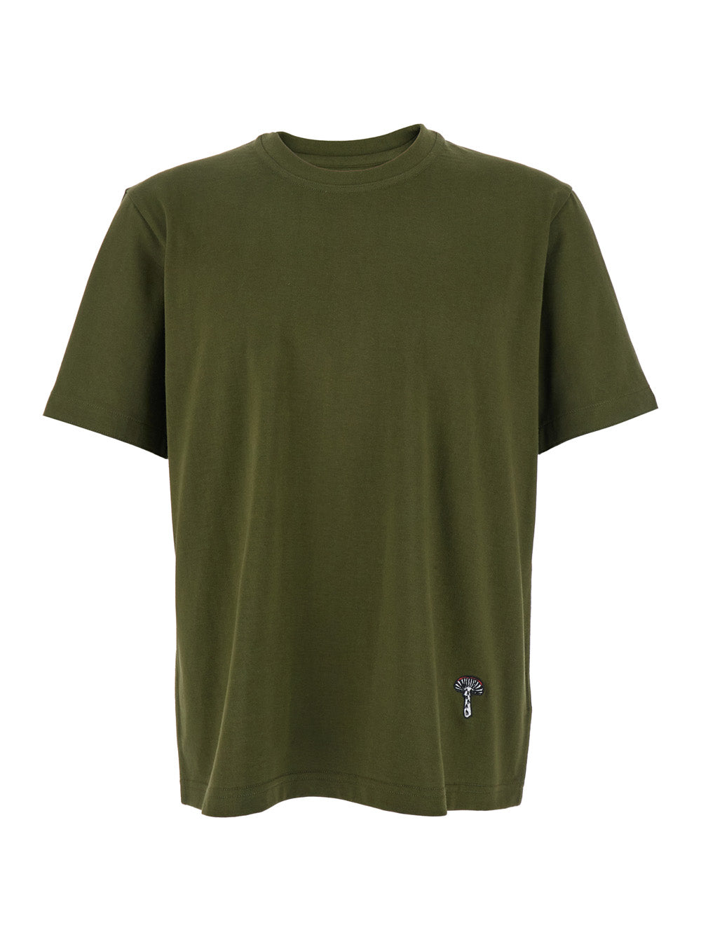Bottega Veneta Men Green Crewneck T-Shirt With Mushroom Embroidery On The Front In Cotton Man
