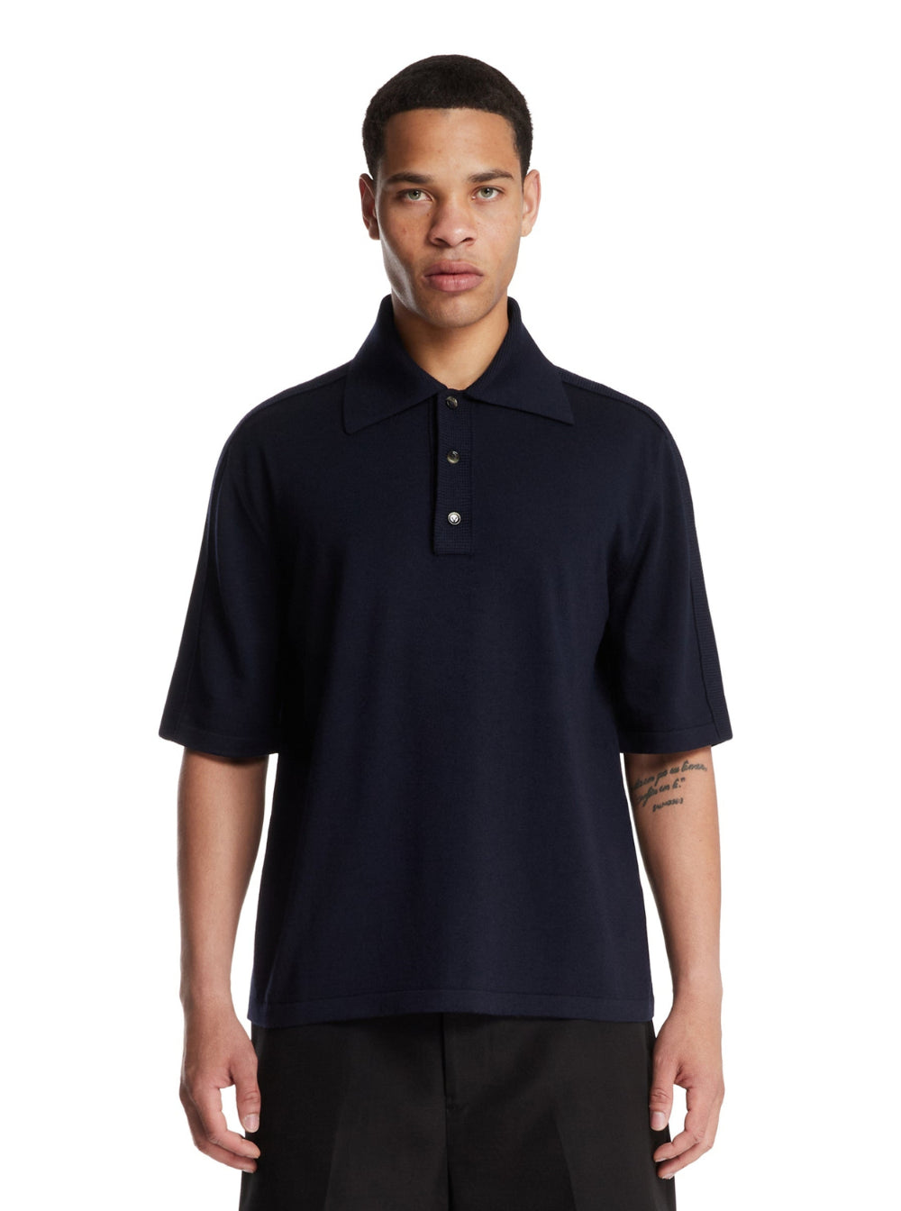 Bottega Veneta Men Blue Polo Shirt With Classic Collar And Front Button Closure In Wool Man
