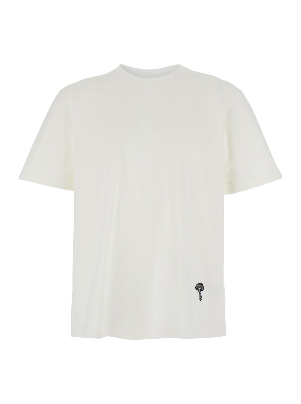 Bottega Veneta Men White Crewneck T-Shirt With Mushroom Embroidery On The Front In Cotton Man