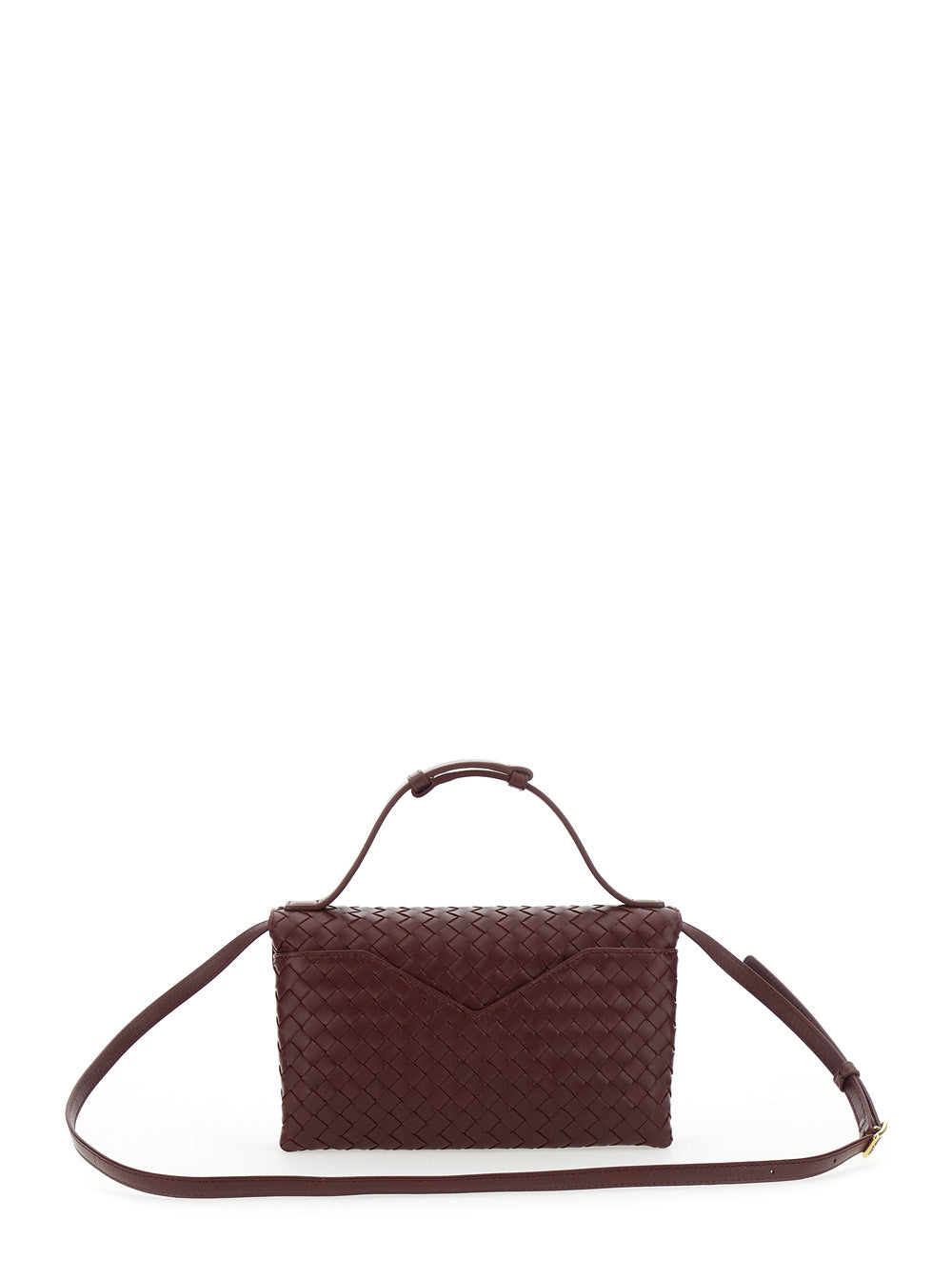 Bottega Veneta Women 'Knot Lock' Bordeaux Crossbody Bag With Intreccio Motif And Metal Knot Closure In Leather Woman