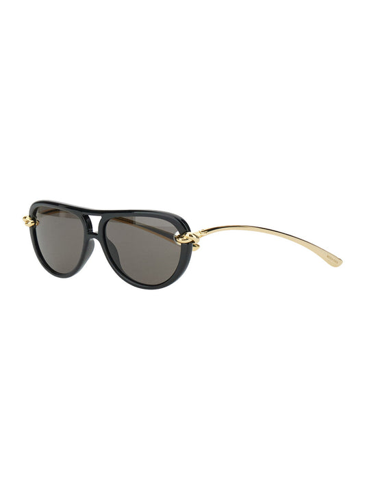 Bottega Veneta Women Black Sunglasses With Cut-Out Motif On The Temples And Knot Detail On The Temples In Acetate Woman