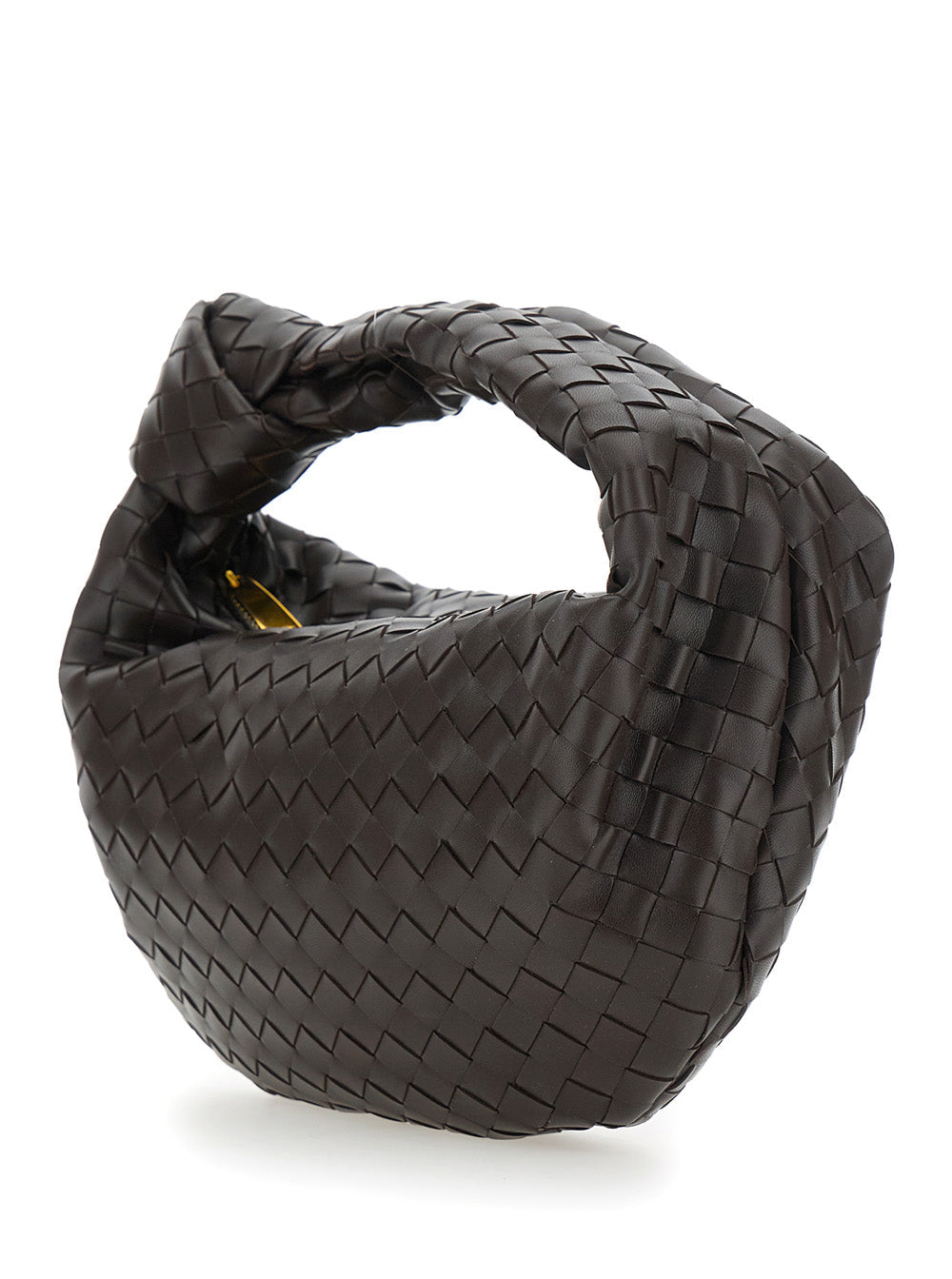 Bottega Veneta Women 'Jodie' Brown Small Shoulder Bag With Knot Detail And Intrecciato Motif In Leather Woman