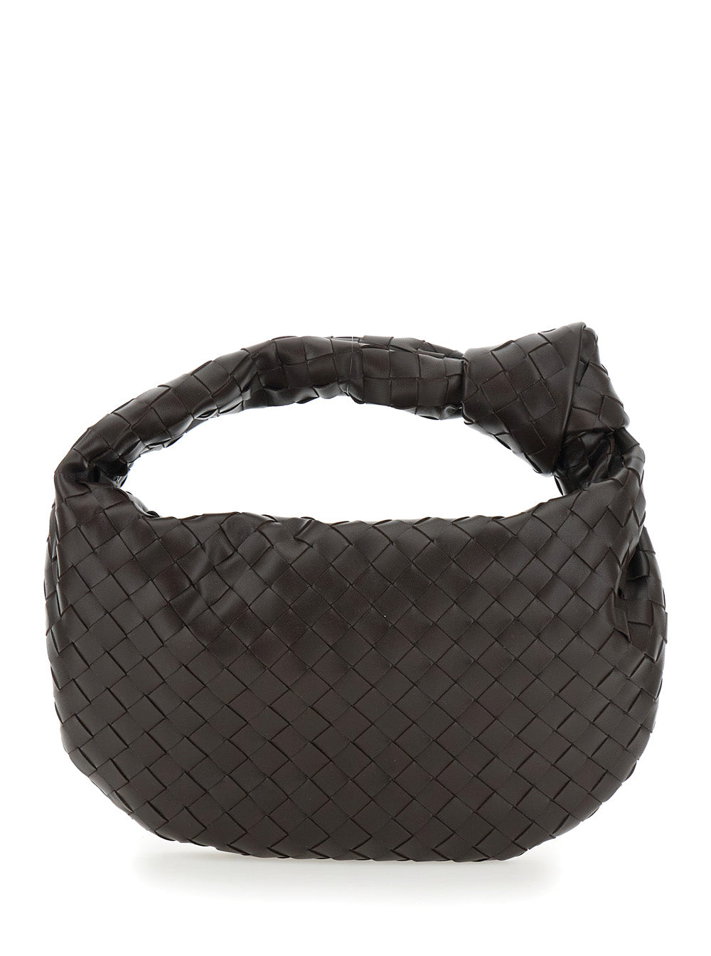 Bottega Veneta Women 'Jodie' Brown Small Shoulder Bag With Knot Detail And Intrecciato Motif In Leather Woman