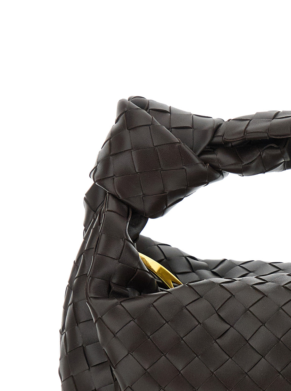 Bottega Veneta Women 'Jodie' Brown Small Shoulder Bag With Knot Detail And Intrecciato Motif In Leather Woman