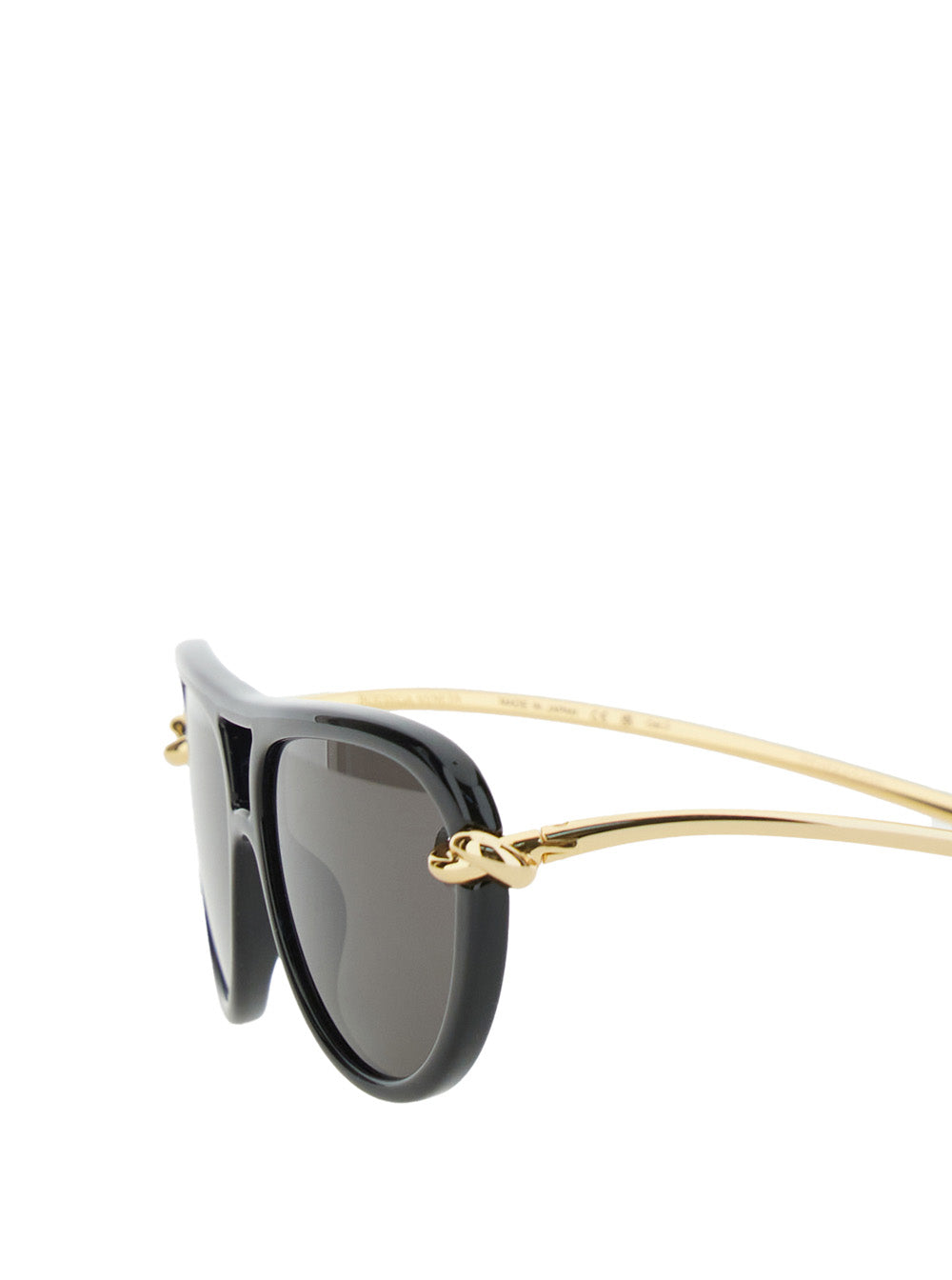 Bottega Veneta Women Black Sunglasses With Cut-Out Motif On The Temples And Knot Detail On The Temples In Acetate Woman