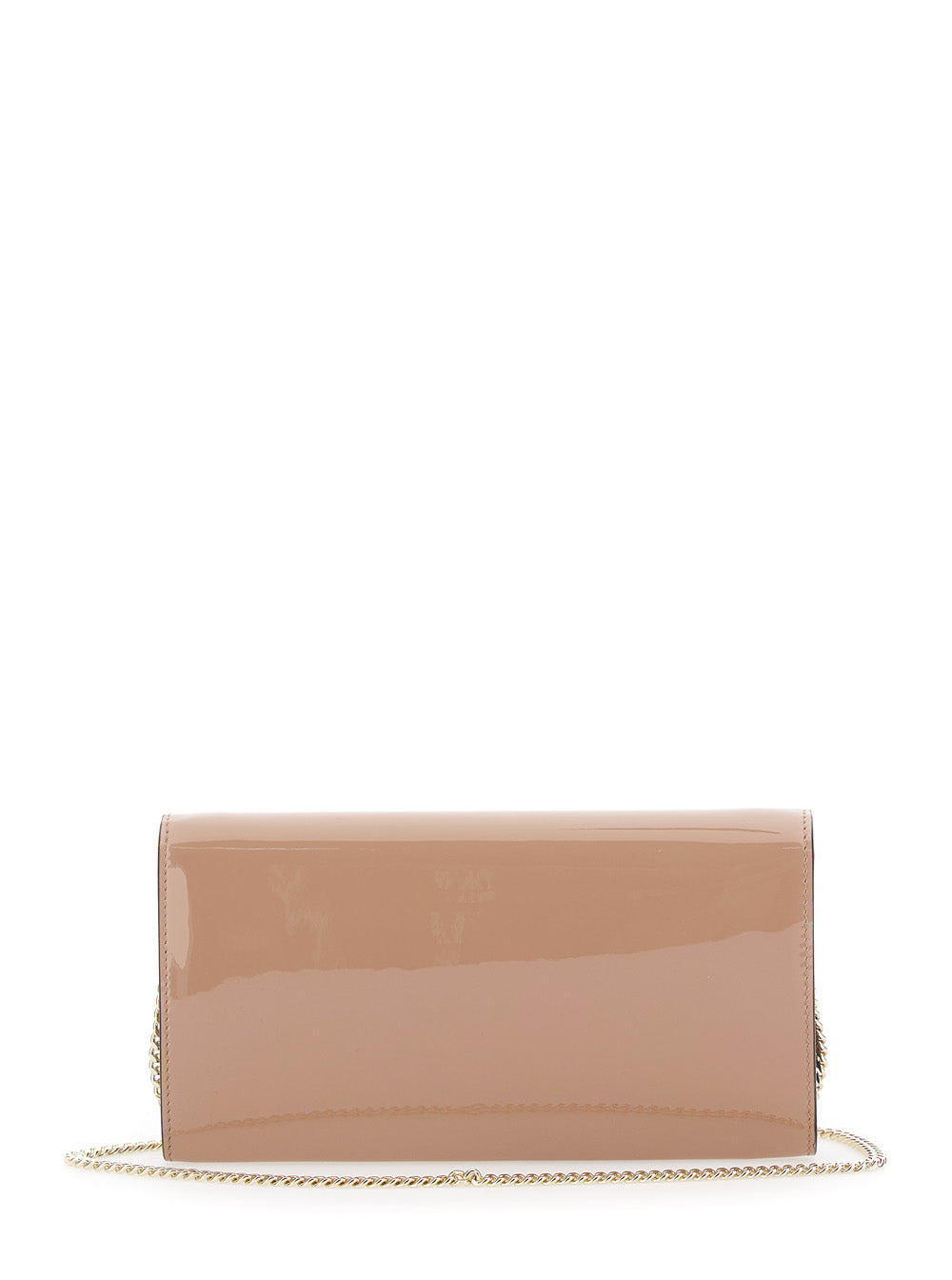 Jimmy Choo Women 'Emmie' Pink Clutch With Chain-Link Shoulder Strap And Embossed Logo Lettering On The Front In Leather Woman