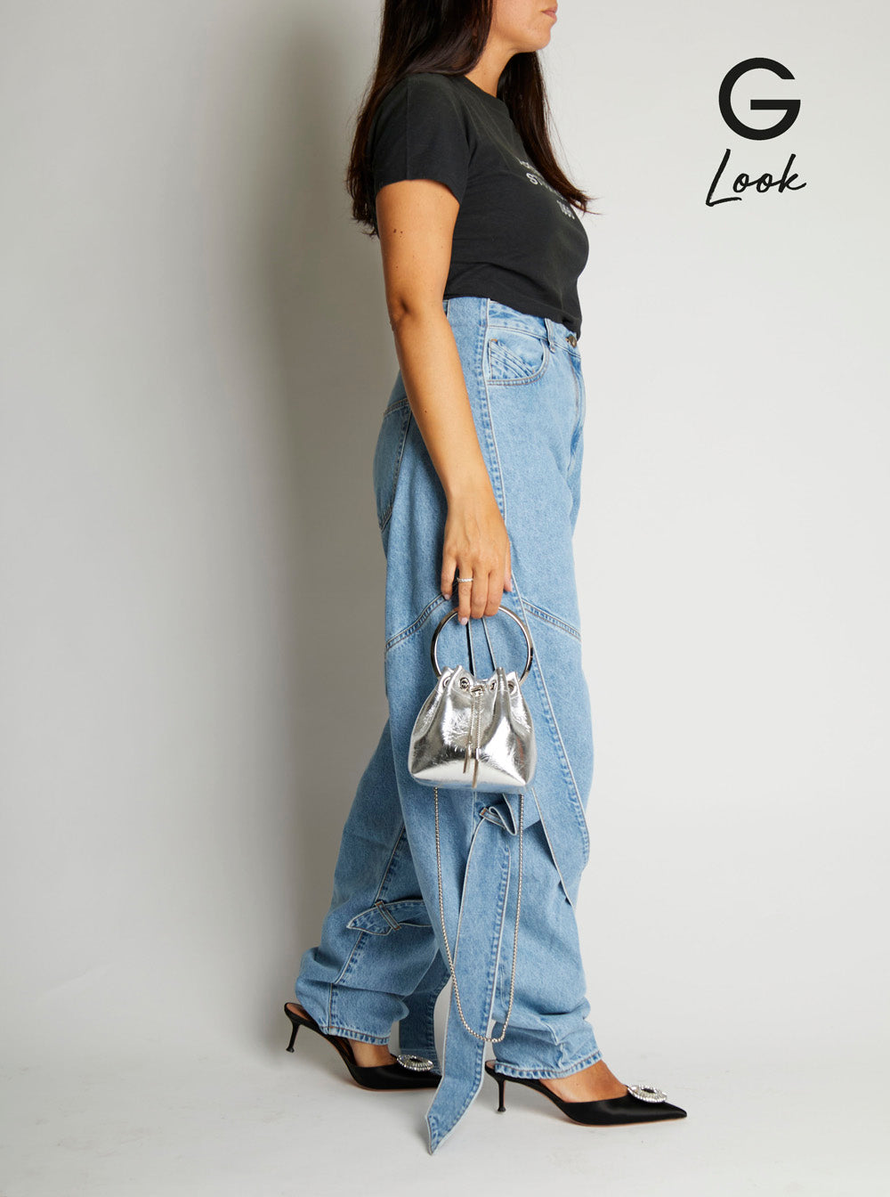 Jimmy Choo Women 'Bon Bon' Metallic Handbag With Metal Bracelet Handle And Chain-Link Shoulder Strap In Leather Woman