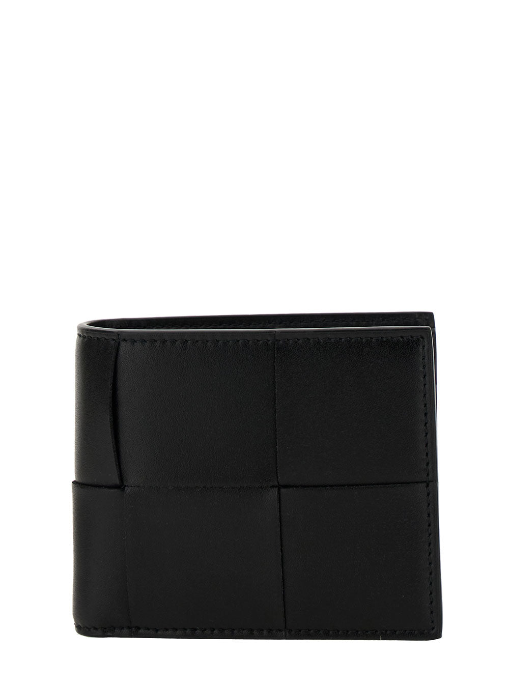 Bottega Veneta Men 'Cassette' Black Bi-Fold Wallet With Intreccio Motif In Leather Man