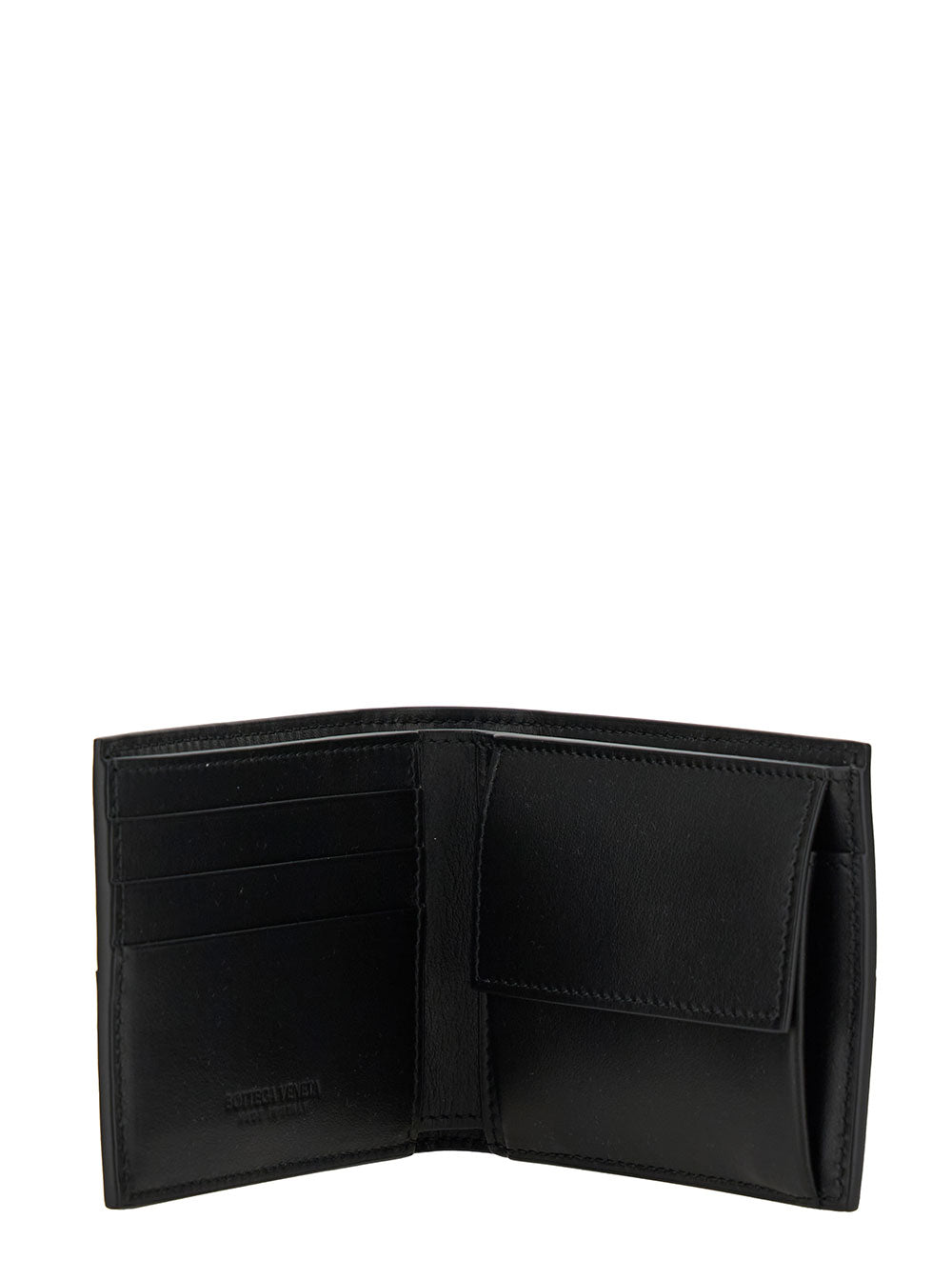 Bottega Veneta Men 'Cassette' Black Bi-Fold Wallet With Intreccio Motif In Leather Man