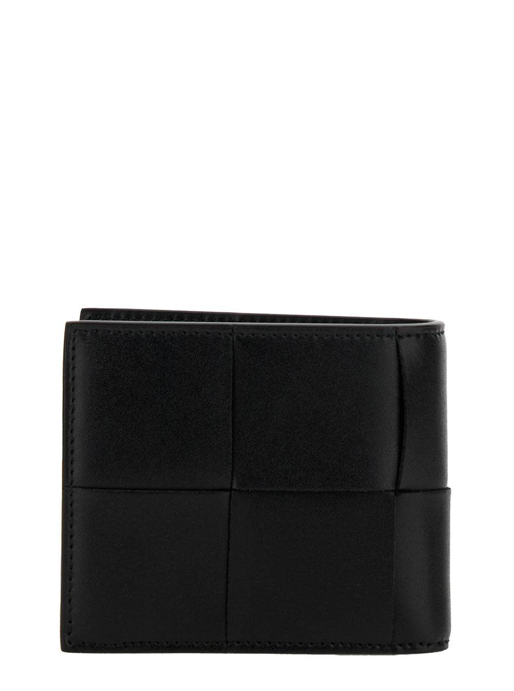 Bottega Veneta Men 'Cassette' Black Bi-Fold Wallet With Intreccio Motif In Leather Man