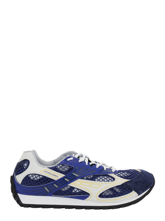 Bottega Veneta Men 'Orbit' Blue Sneakers With Logo Lettering Print In Lightweight Techno Mesh Man