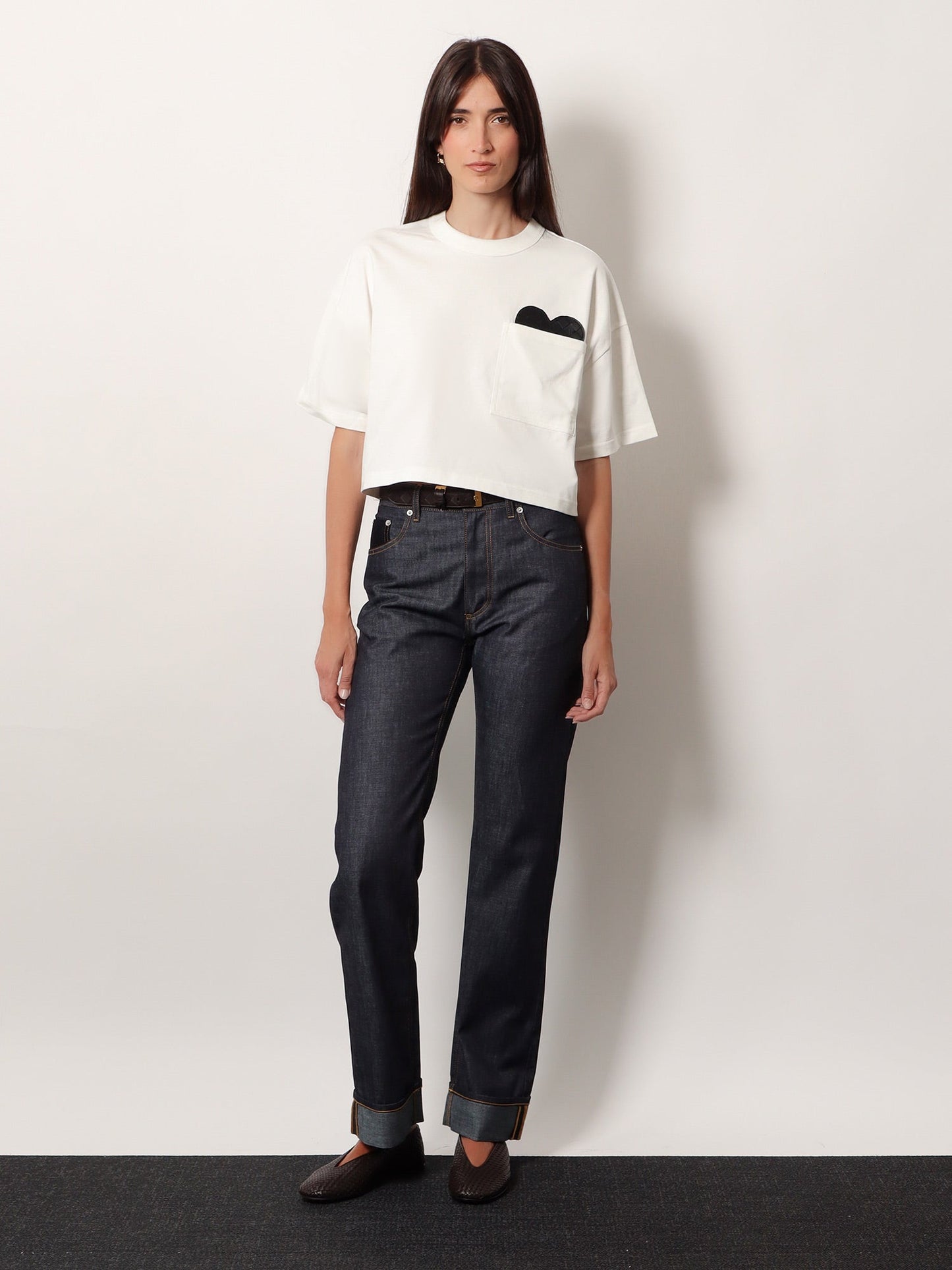 Bottega Veneta Women Cotton T-Shirt With Intrecciato Leather Detail