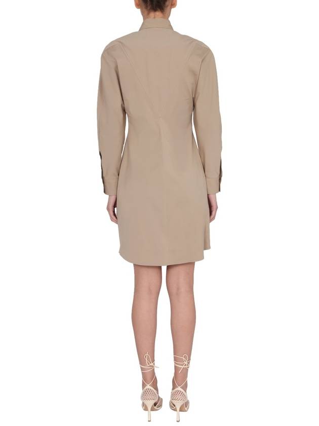 Bottega Veneta Button Up Shirt Midi Dress Beige