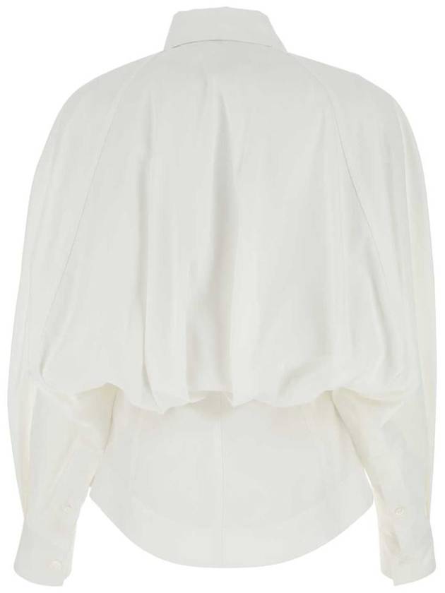 Bottega Veneta Women's Compact Cotton Long Sleeve Shirt Chalk