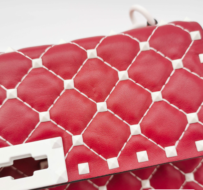 Valentino Rockstud Spike Medium 23cm Bag Red 24052678724369