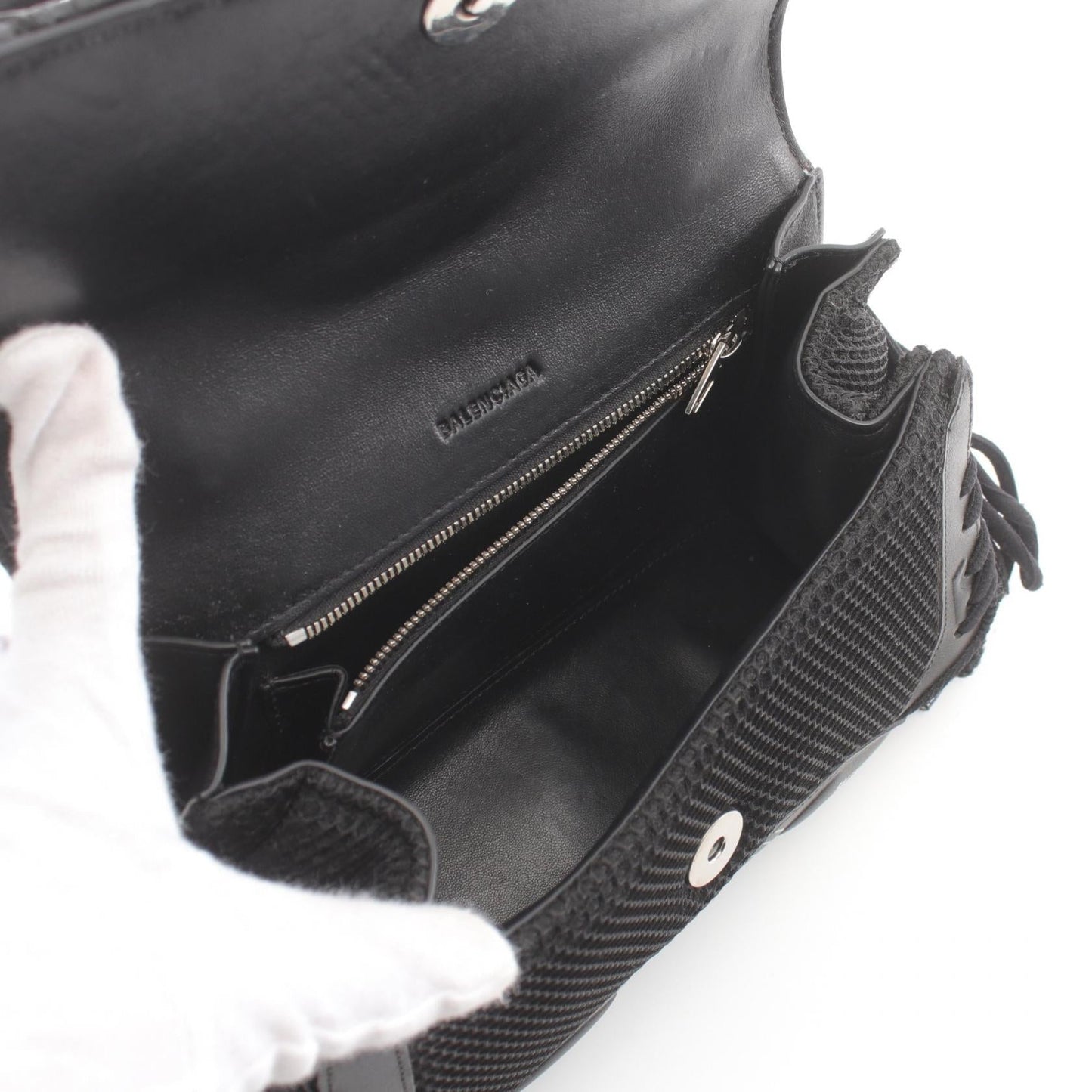 Balenciaga Leather Fabric Top Handle Bag 661723