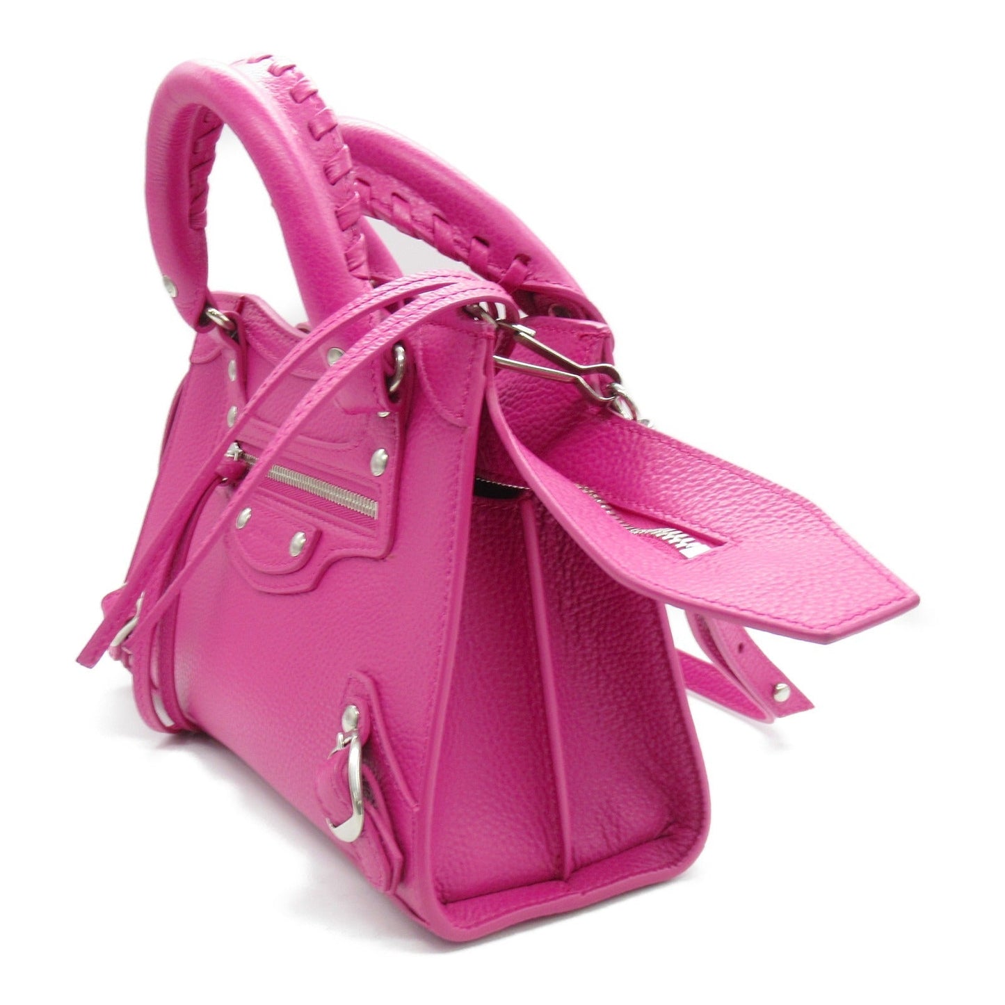 BALENCIAGA 【激減優惠】皮革２Way Shoulder銀扣手挽肩背袋粉紅色