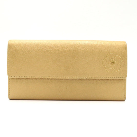 Chanel Camellia Flap Long Wallet Leather Long Wallet in New Condition