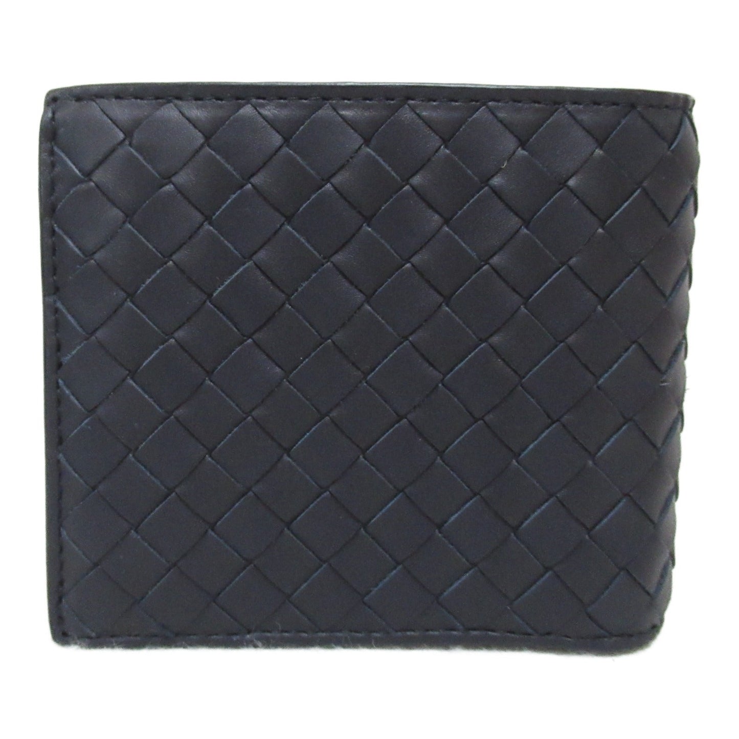 Bottega Veneta Leather Bifold Wallet Navy