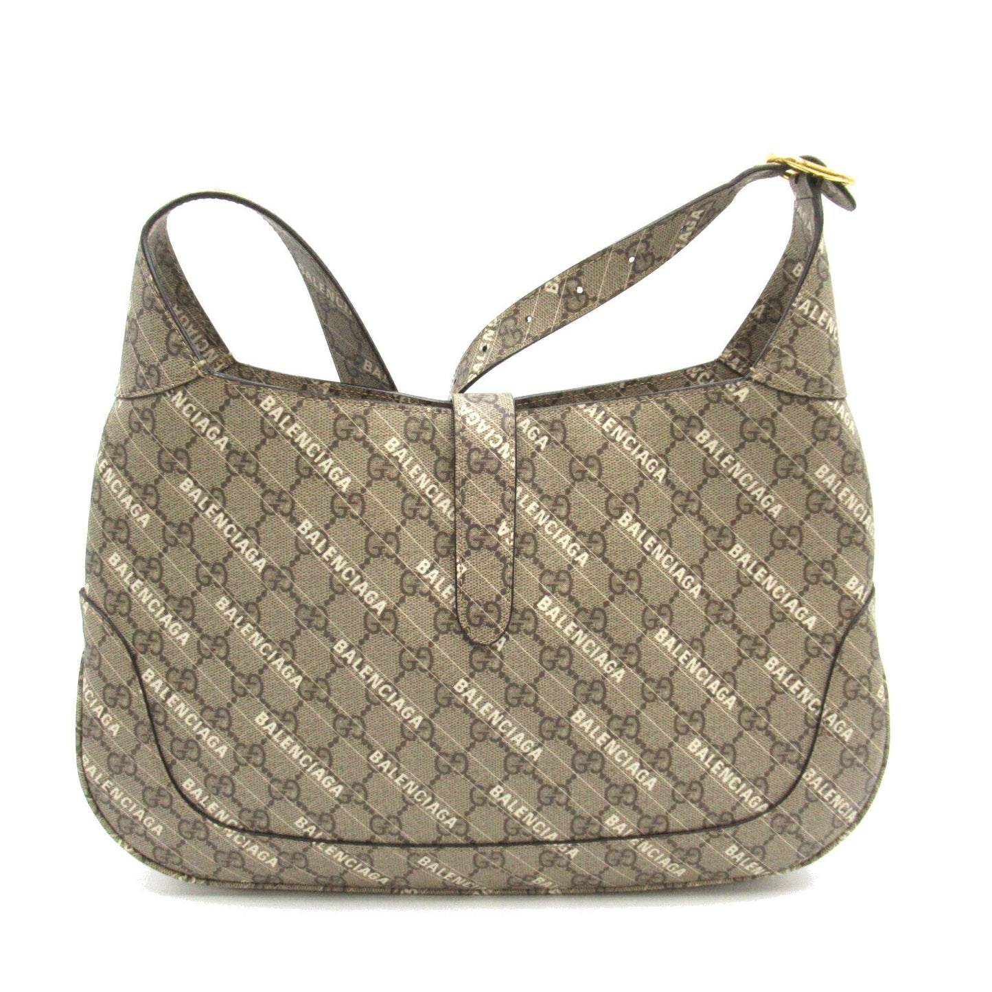 Gucci x Balenciaga Shoulder Bag Brown PVC Canvas