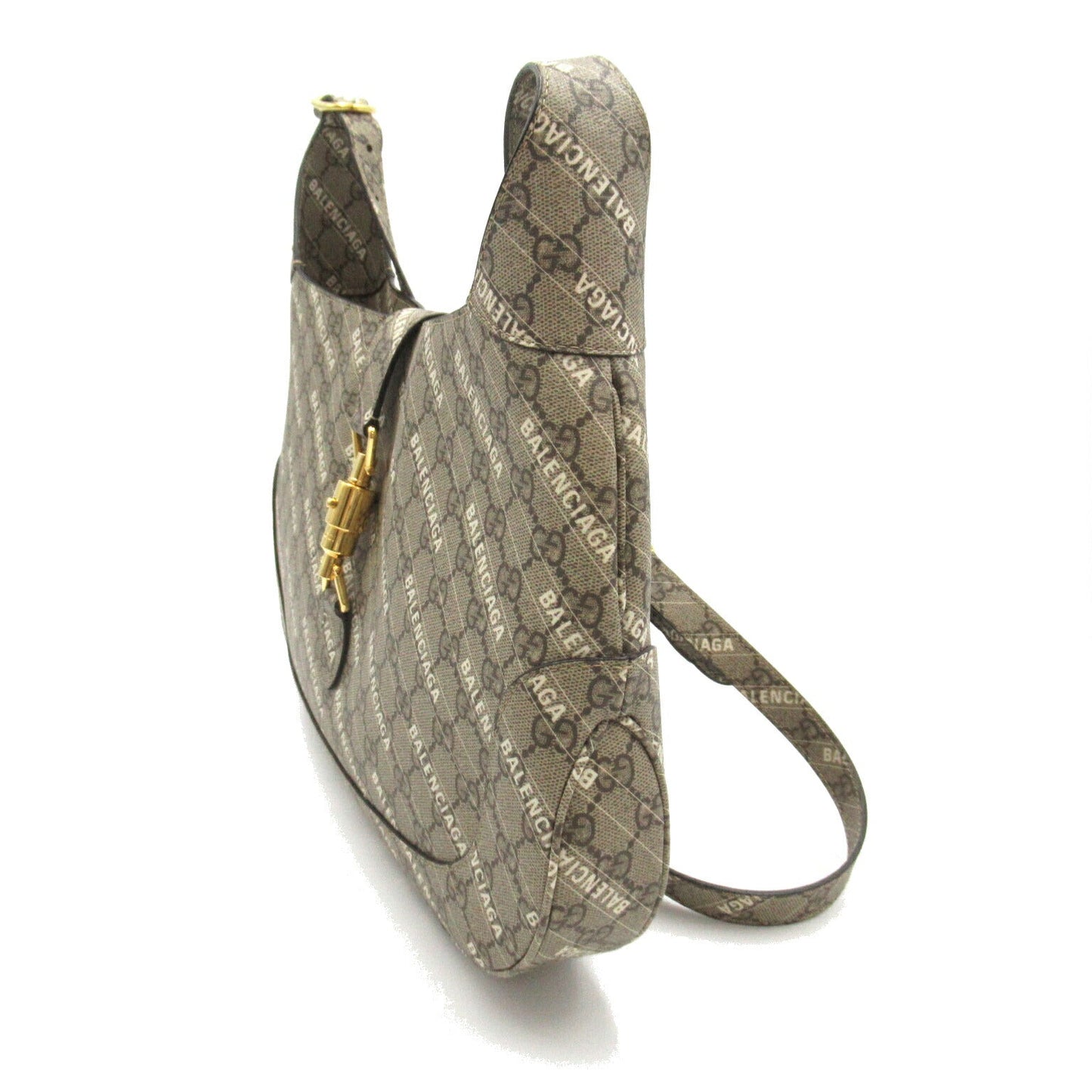 Gucci x Balenciaga Shoulder Bag Brown PVC Canvas