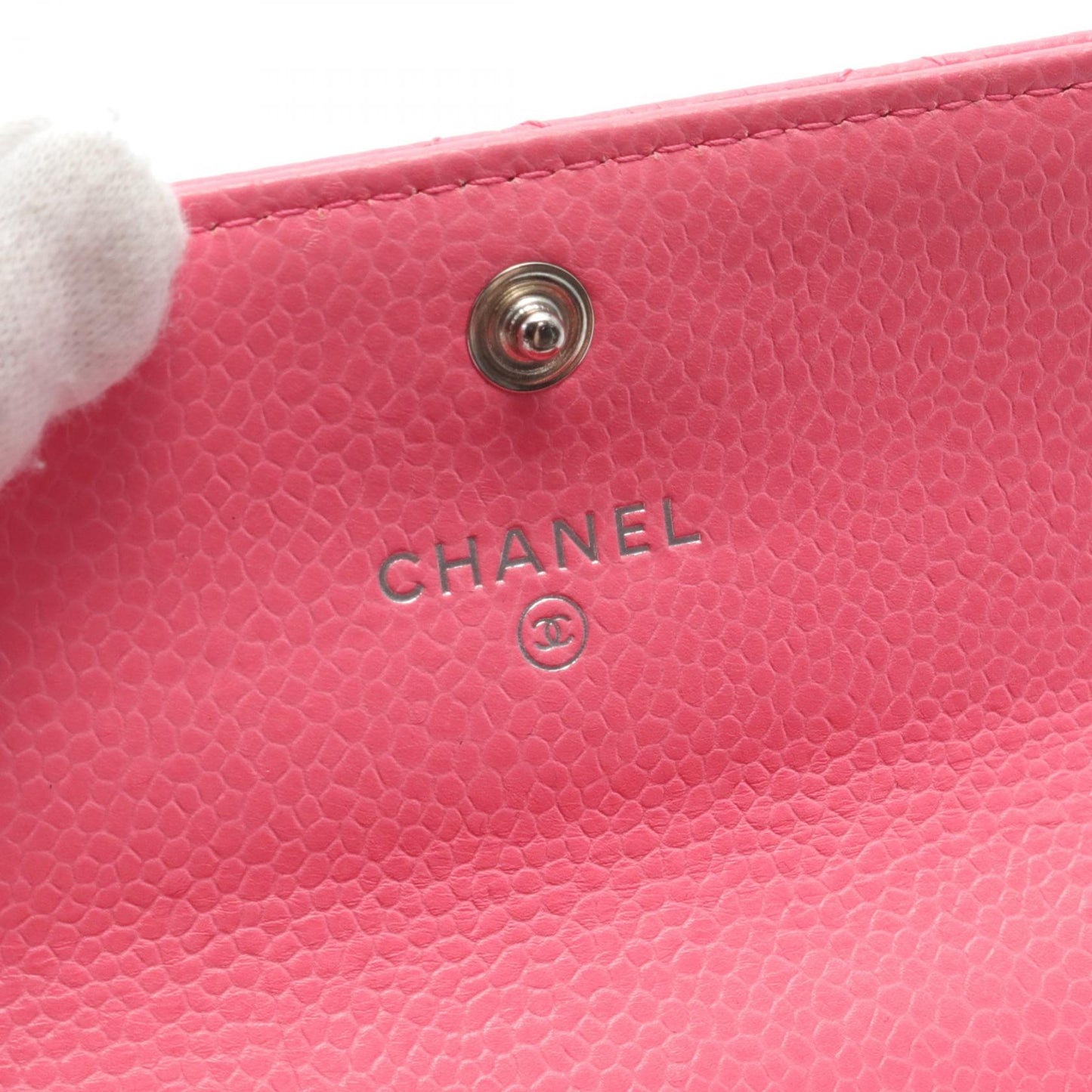 Chanel Caviar Matelasse Card Case Pink