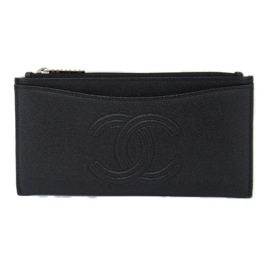 Chanel Caviar Skin Round Wallet Black