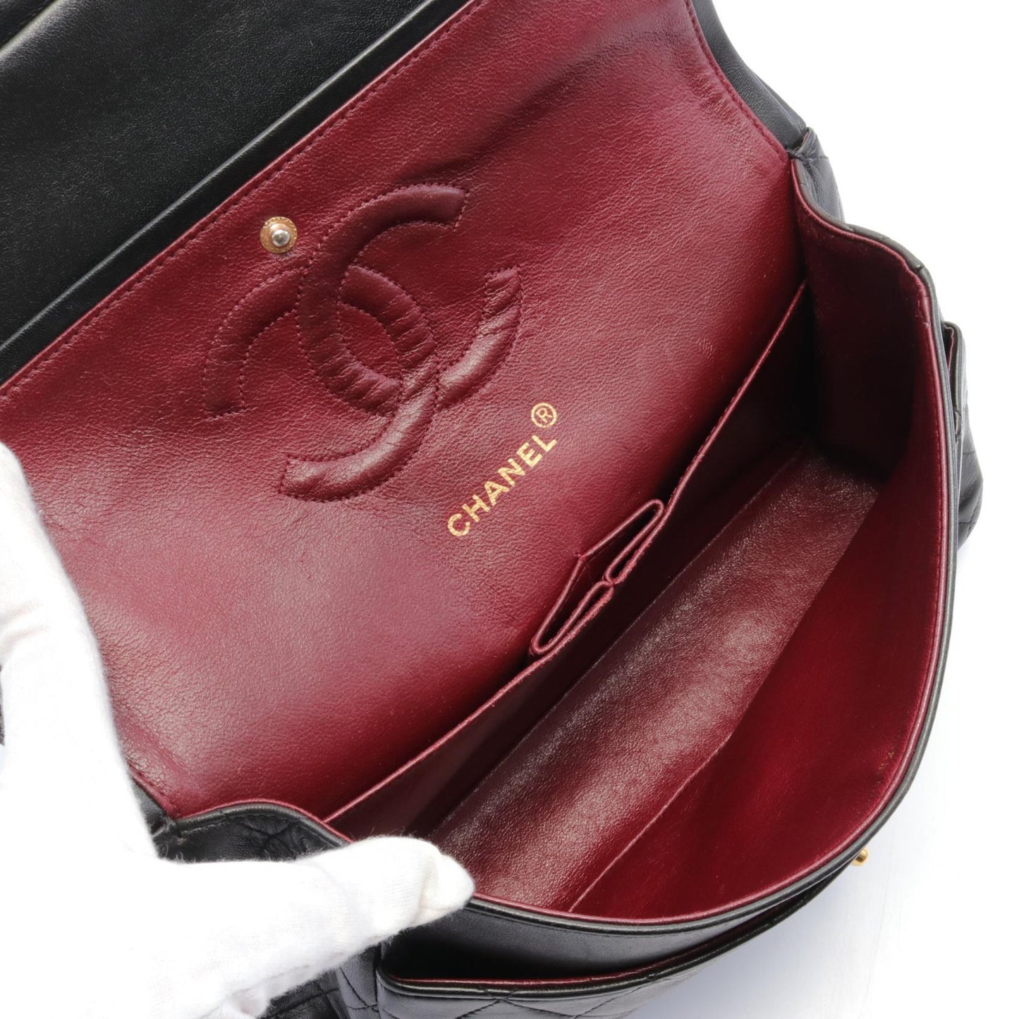 Chanel Lambskin Matelasse W Flap Shoulder Bag