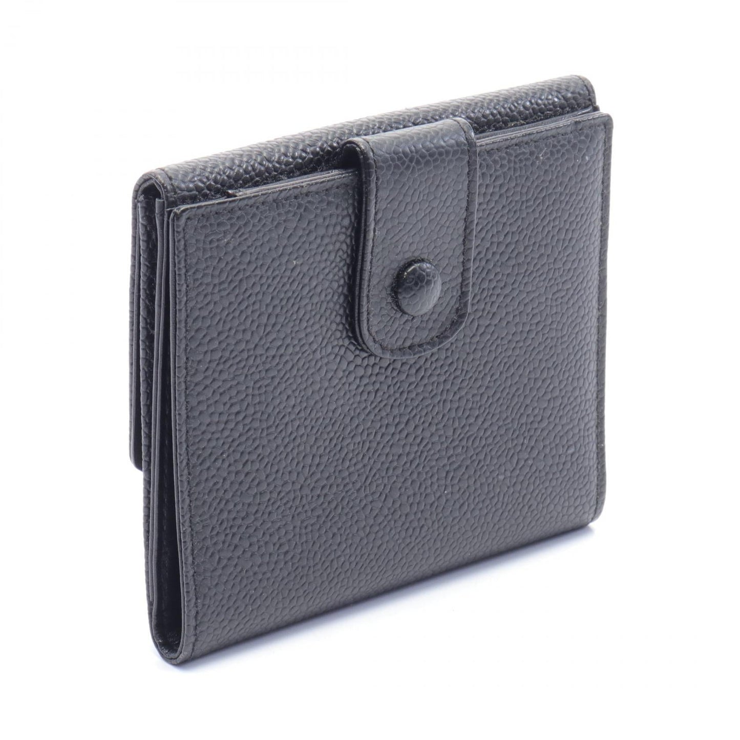 Chanel Caviar Skin Coco Mark Tri-fold Wallet Leather Short Wallet in Great Condition