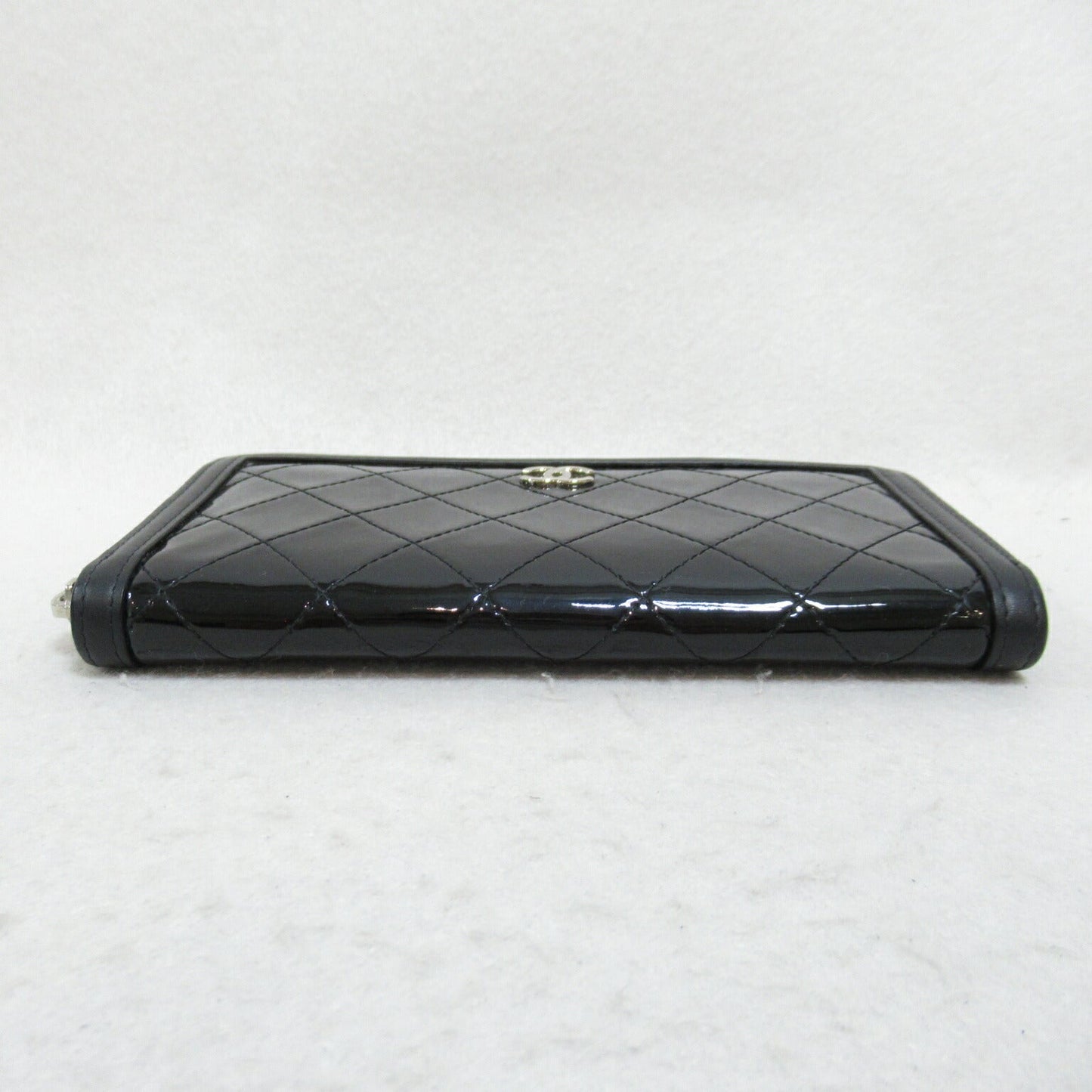 Chanel Black Patent Leather Round Wallet