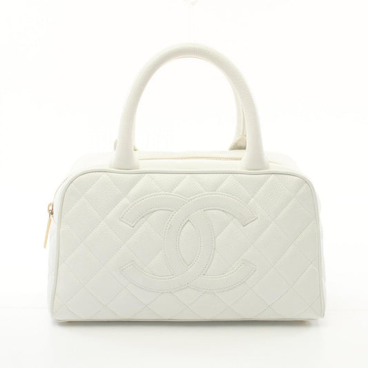 Chanel CC Quilted Caviar Bowling Bag Leather Handbag A20996 in New Condition