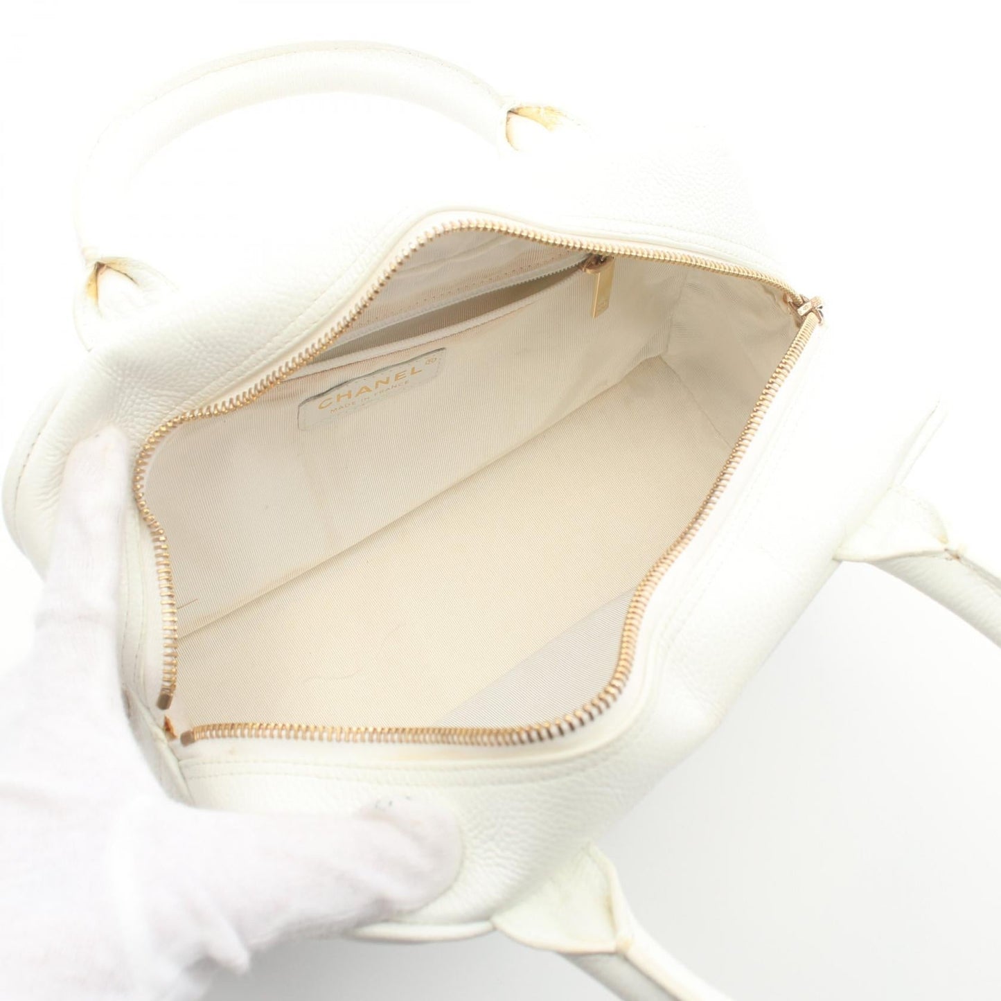 Chanel CC Quilted Caviar Bowling Bag Leather Handbag A20996 in New Condition