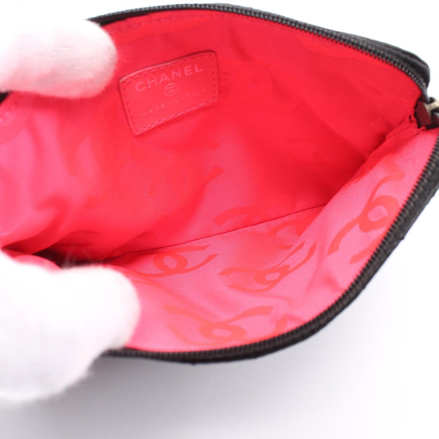 Chanel Cambon Zip Pouch Leather Coin Case 9820703 in New Condition