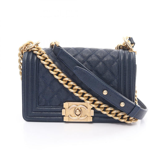 Chanel Boy Caviar Shoulder Bag Navy A676851