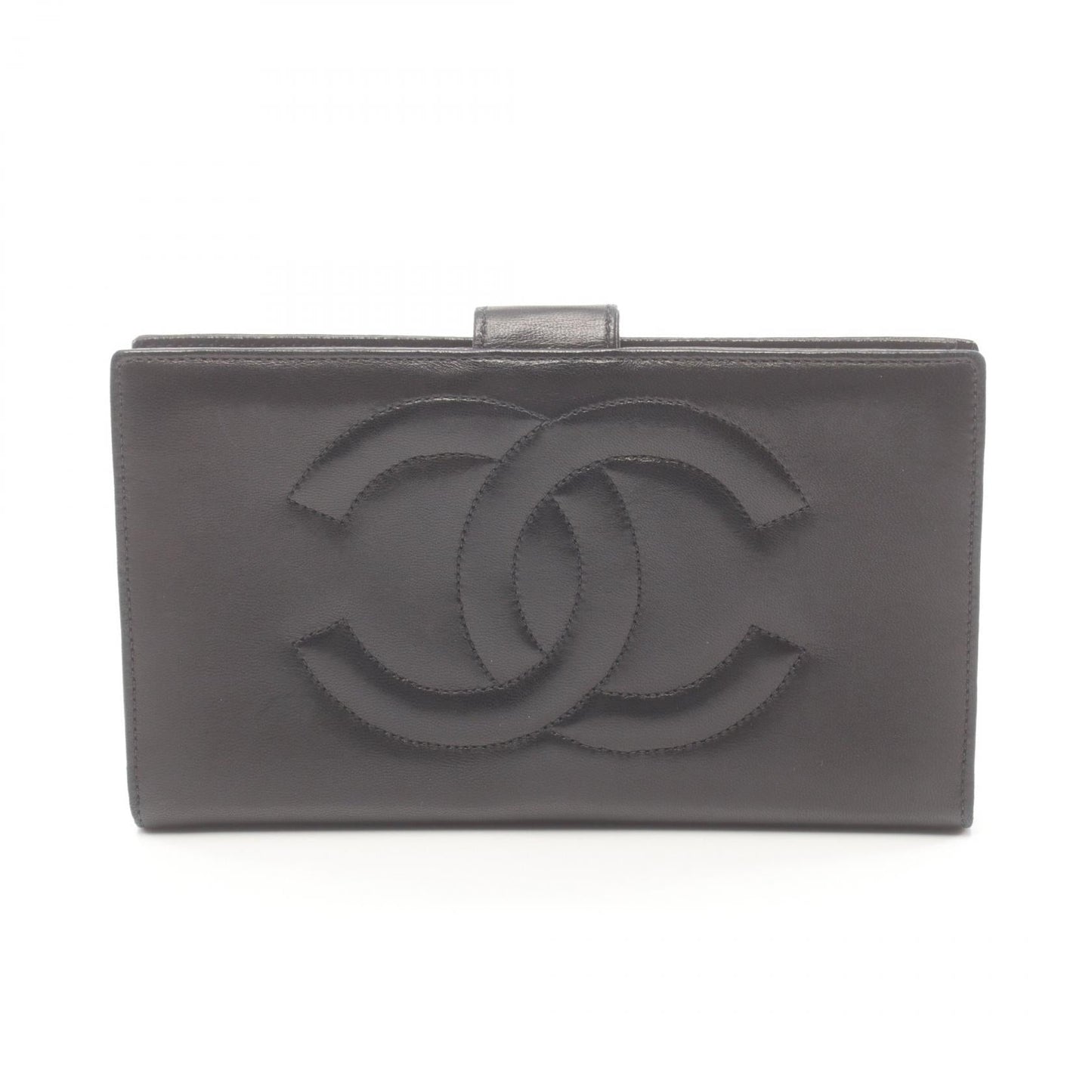 Chanel Lambskin Coco Mark Long Wallet Black