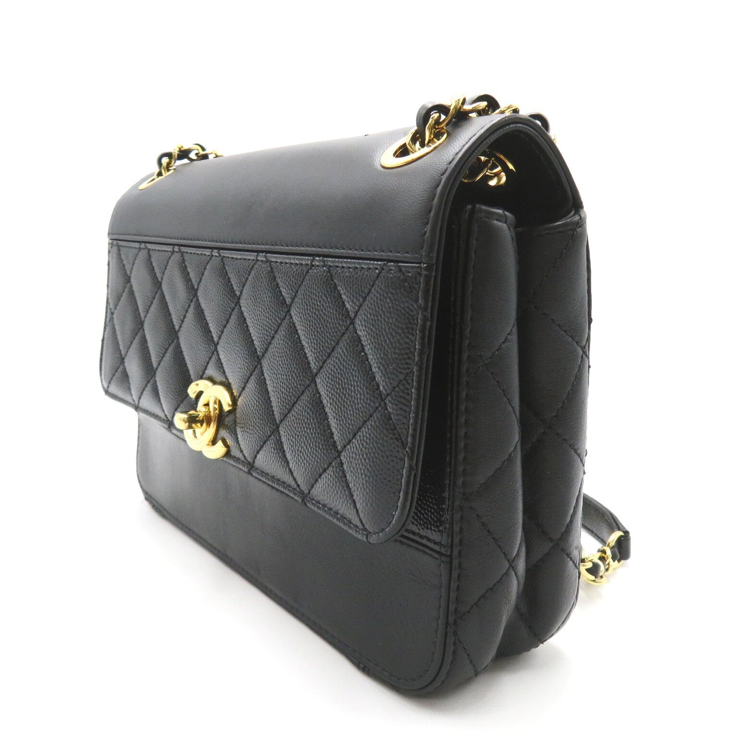 Chanel CC Caviar Chain Flap Bag Leather Shoulder Bag AS0949