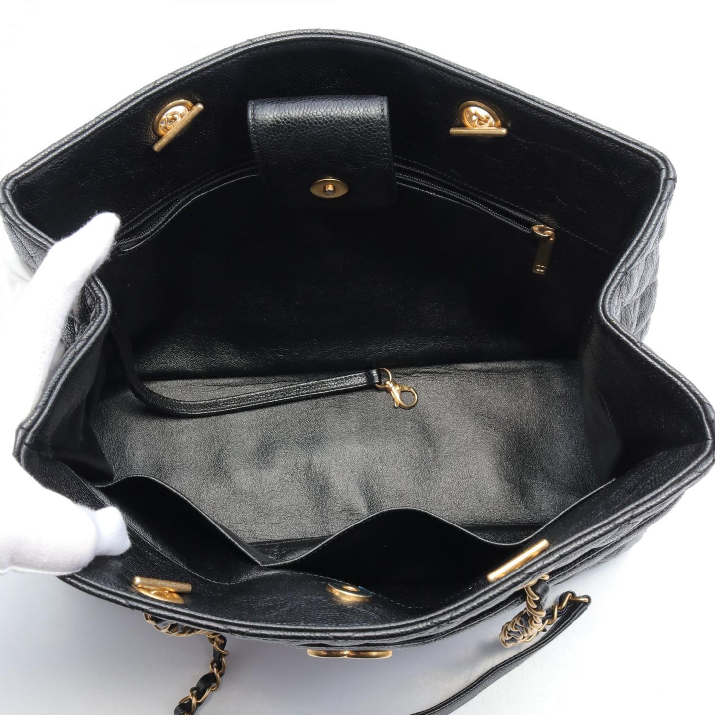 Chanel Quilted Caviar Chain Tote Bag Leather Tote Bag