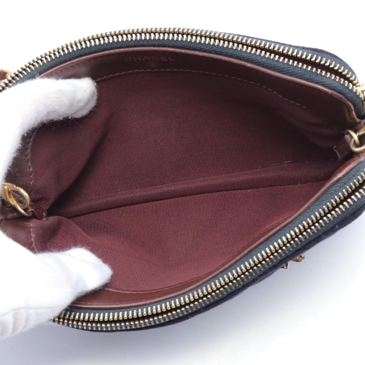 Chanel Quilted Canvas Wallet on Chain Canvas Shoulder Bag in New Condition