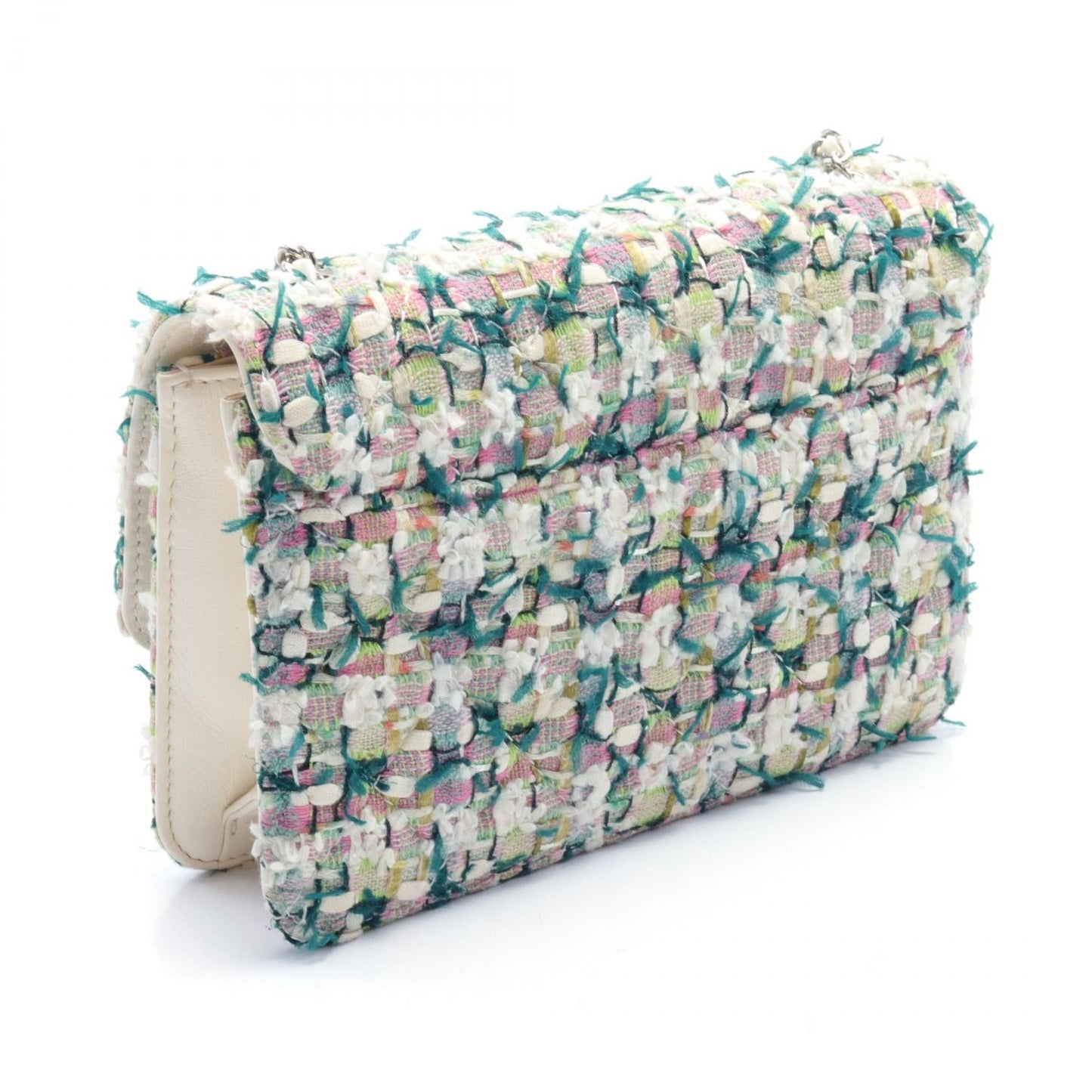 Chanel Quilted Tweed Full Flap Bag Canvas Shoulder Bag A93221 in New Condition