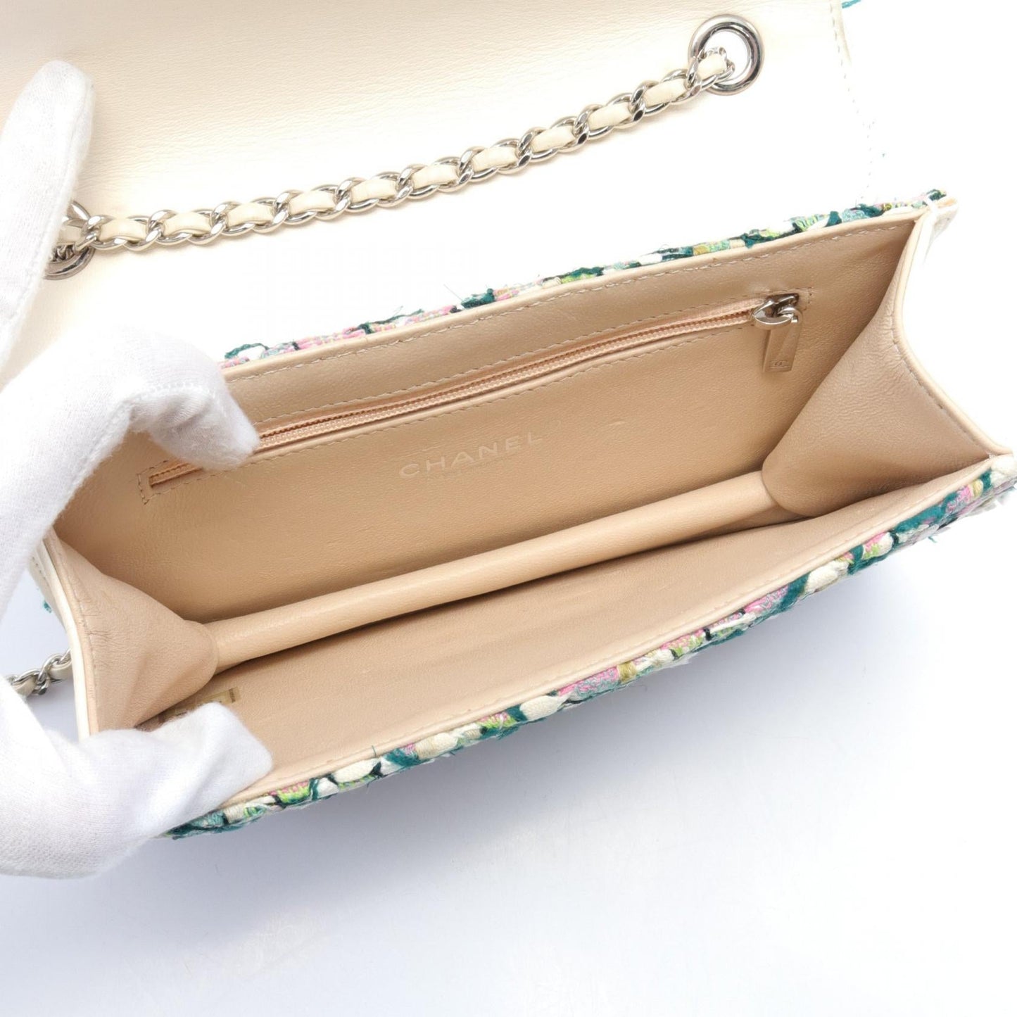 Chanel Quilted Tweed Full Flap Bag Canvas Shoulder Bag A93221 in New Condition