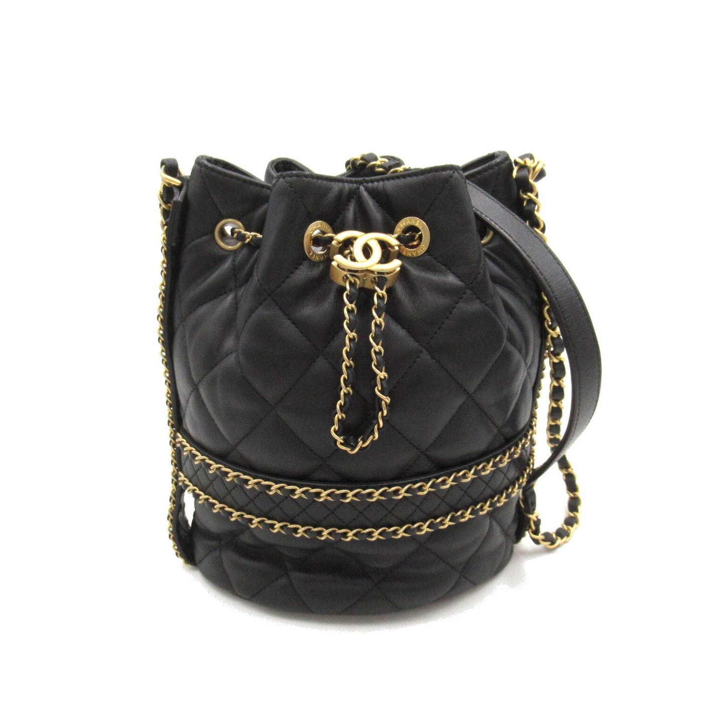 Chanel Quilted Leather Drawsting Crossbody Bag Leather Crossbody Bag AS2252