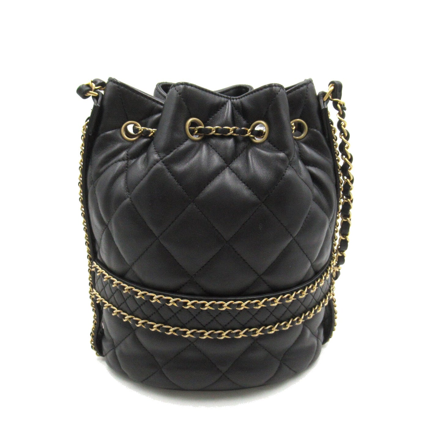 Chanel Quilted Leather Drawsting Crossbody Bag Leather Crossbody Bag AS2252