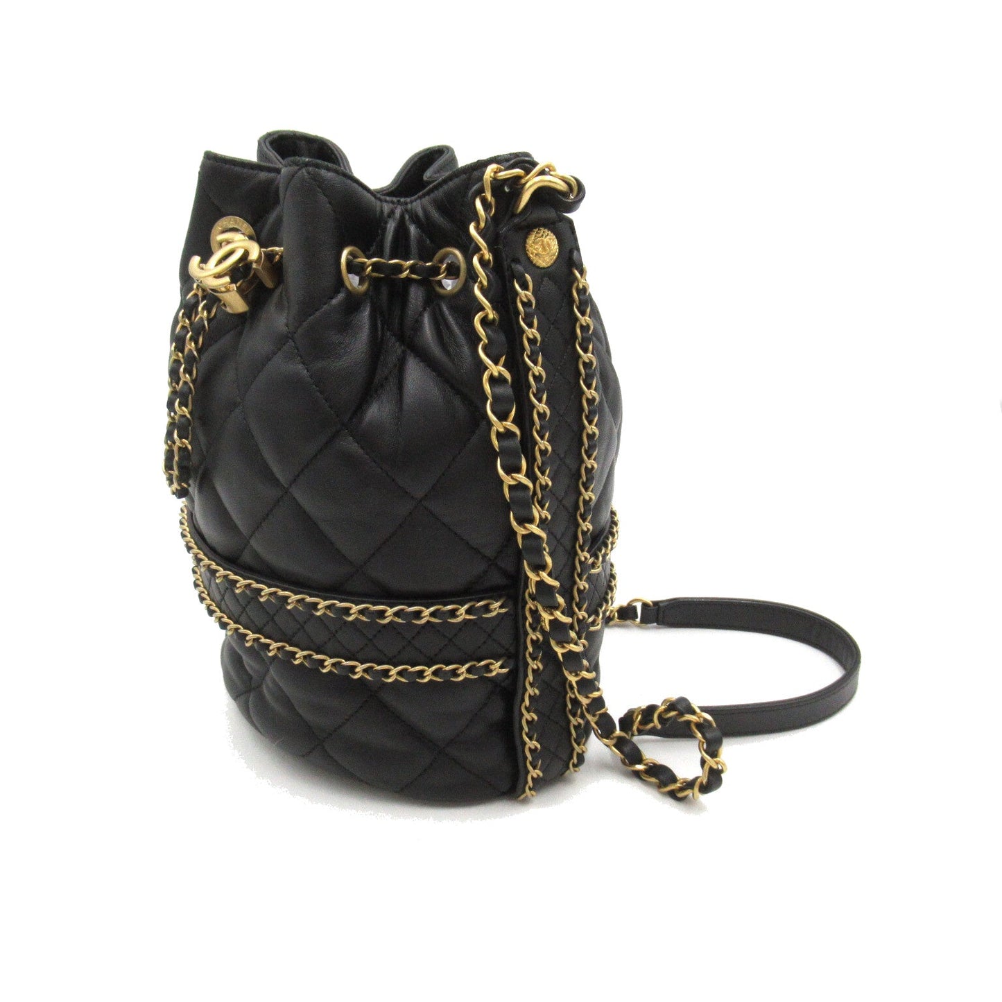 Chanel Quilted Leather Drawsting Crossbody Bag Leather Crossbody Bag AS2252
