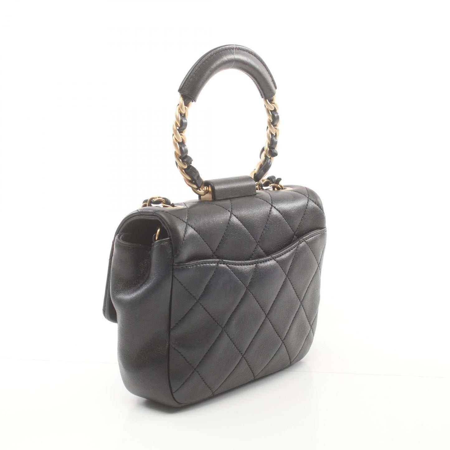 Chanel CC Quilted Leather Round Handle Bag Leather Handbag AS1357