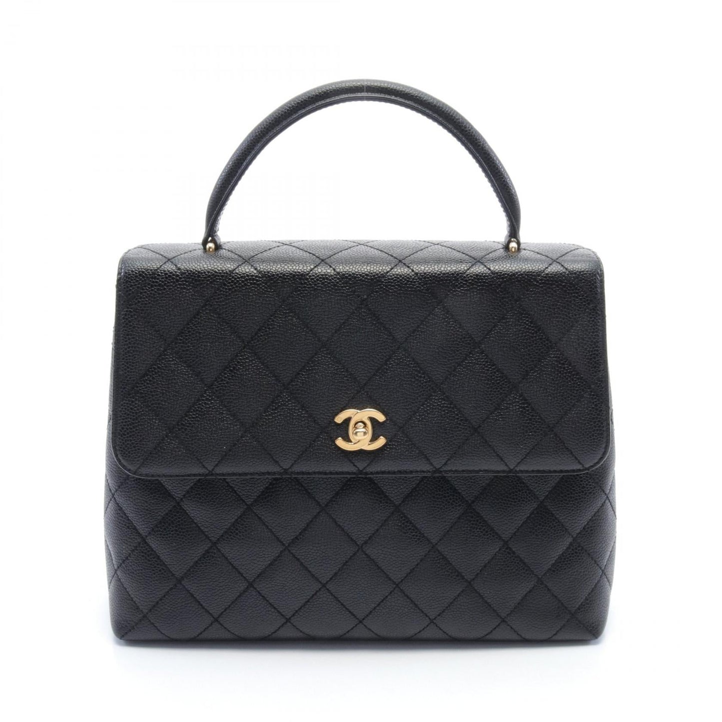Chanel CC Quilted Caviar Top Handle Bag Leather Handbag A12397 in New Condition