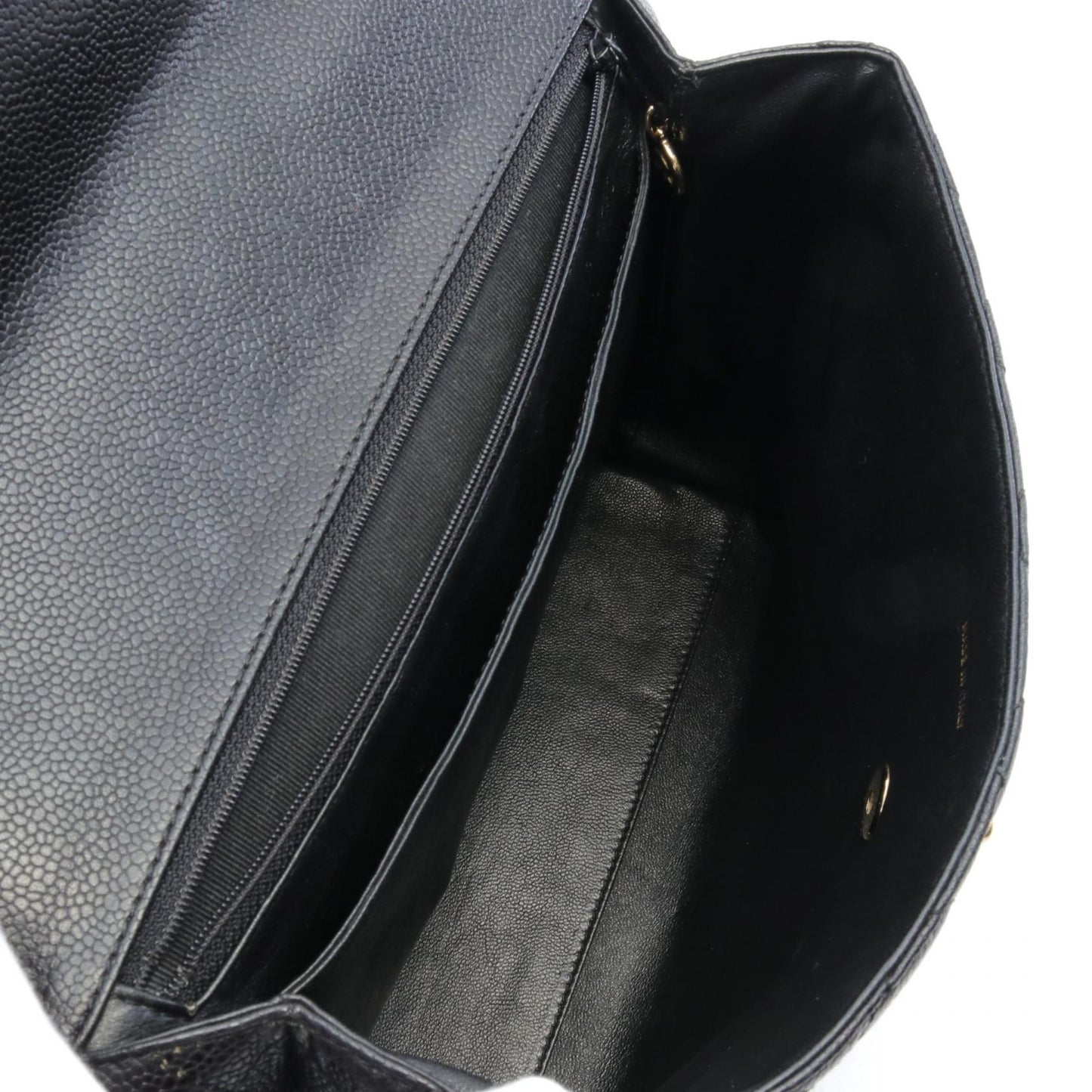 Chanel CC Quilted Caviar Top Handle Bag Leather Handbag A12397 in New Condition