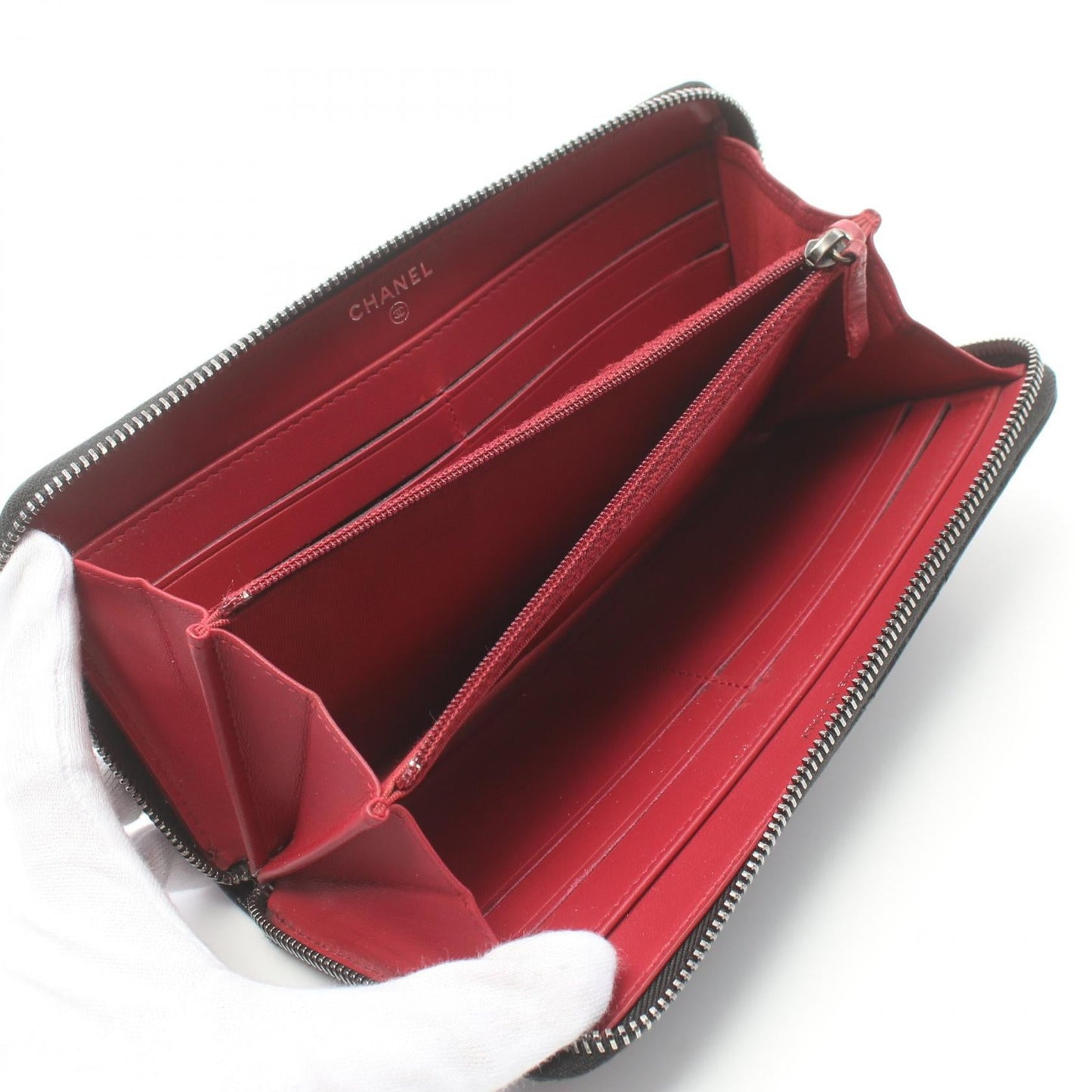 Chanel Quilted Leather Zip Around Wallet Leather Long Wallet in New Condition