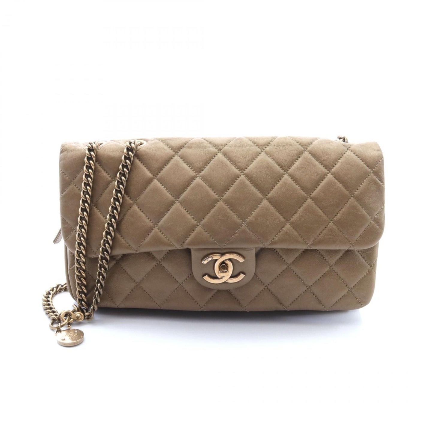 Chanel CC Quilted Leather Chain Flap Bag Leather Shoulder Bag in New Condition