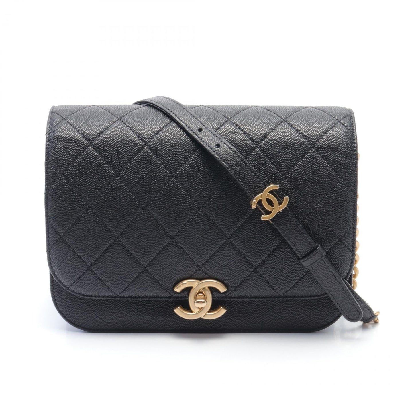 Chanel CC Quilted Caviar Flap Bag Leather Shoulder Bag