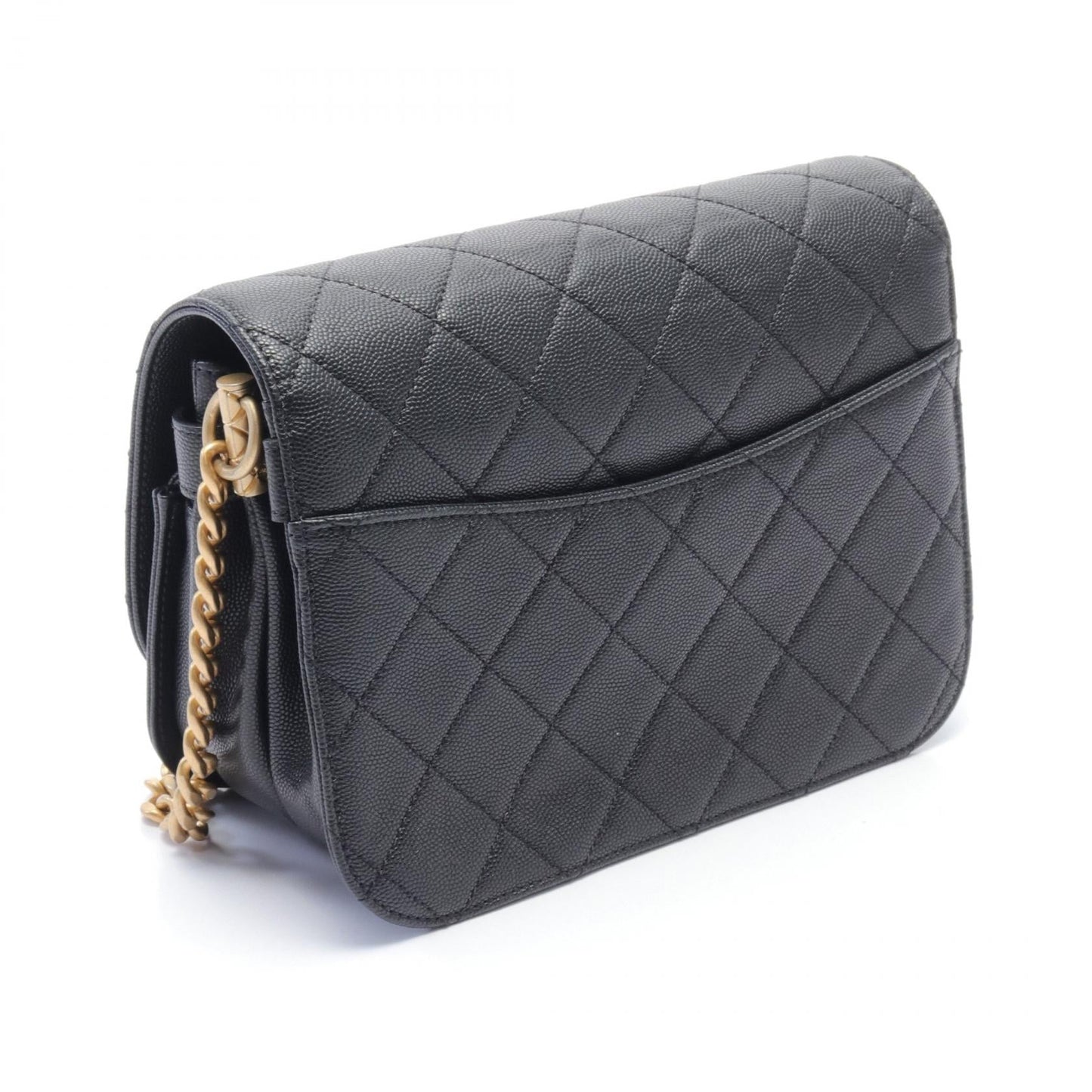 Chanel CC Quilted Caviar Flap Bag Leather Shoulder Bag